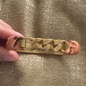 Leather and 24KT gold plated Chain Bracelet